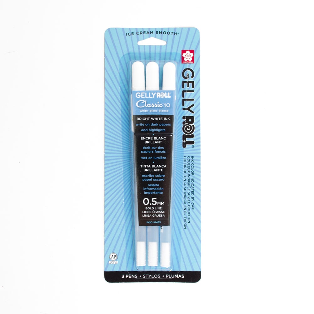 Sakura, White, Gel, Art & School, Gelly Roll, 1.0, Bold, 3 pack, 266491